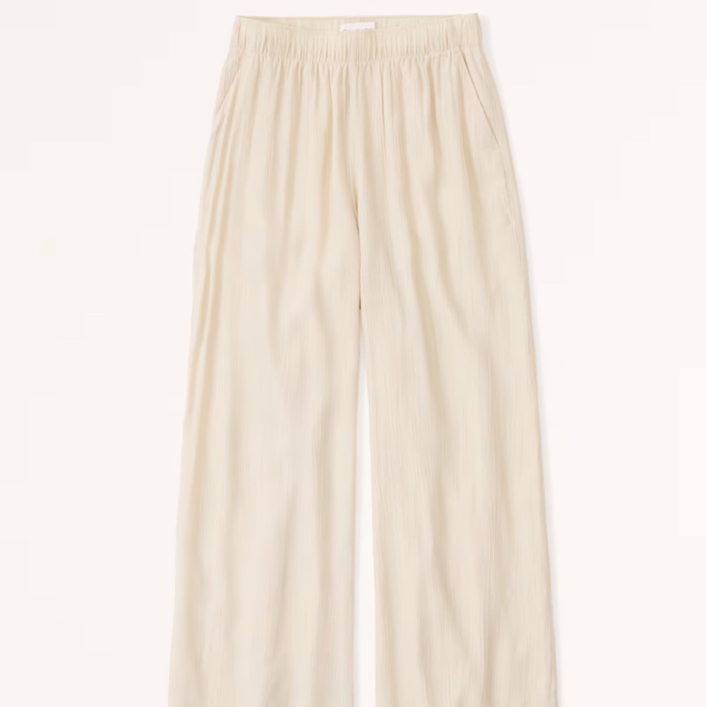 Abercrombie & Fitch Crinkle Textured Pull-On Wide Leg Pant